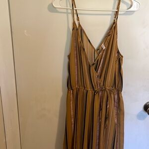 Floor length jumpsuit, mustard color